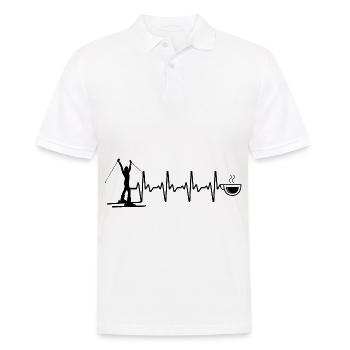 Heartbeat coffee and skiing - - Men's Polo Shirt - white - Front - Kai (181cm)