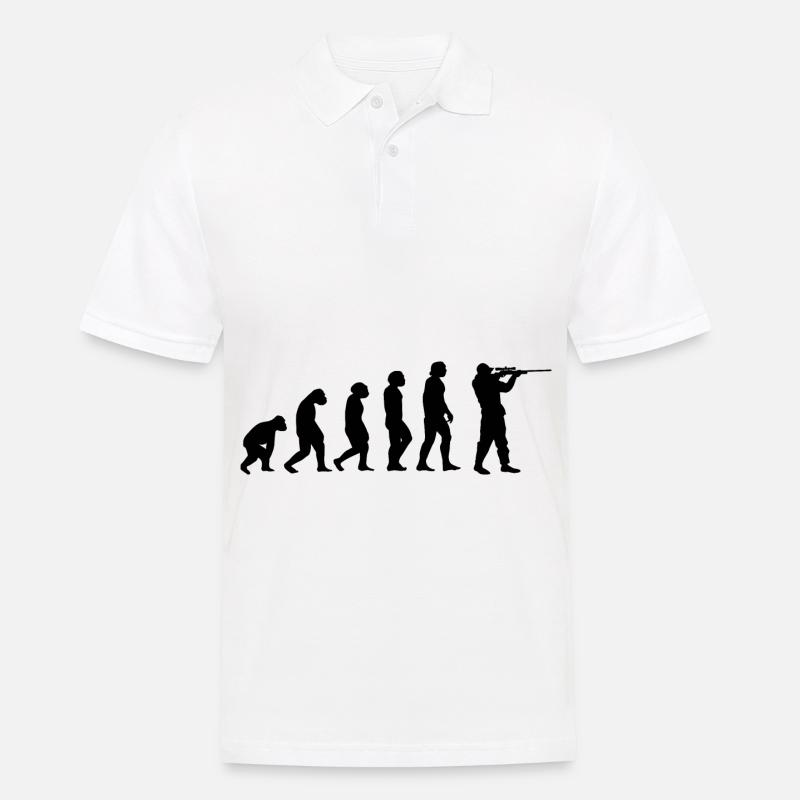 Evolution and Hunting - - Men's Polo Shirt - white