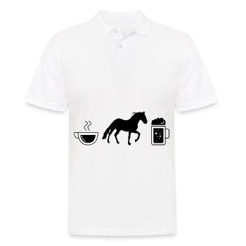 Coffee beer and horse - (3) - Men's Polo Shirt - white - Front - Kai (181cm)