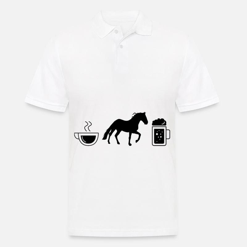 Kaffeebier und Pferd - (3) - Männer Poloshirt - Weiß
