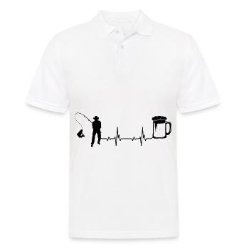 Herzschlagbier und Angeln - - Männer Poloshirt - Weiß - Vorne - Kai (181cm)