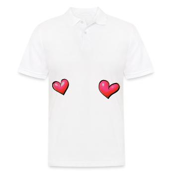 deux cœurs cœur rose coeur - Polo Homme - blanc - Devant - Kai (181cm)