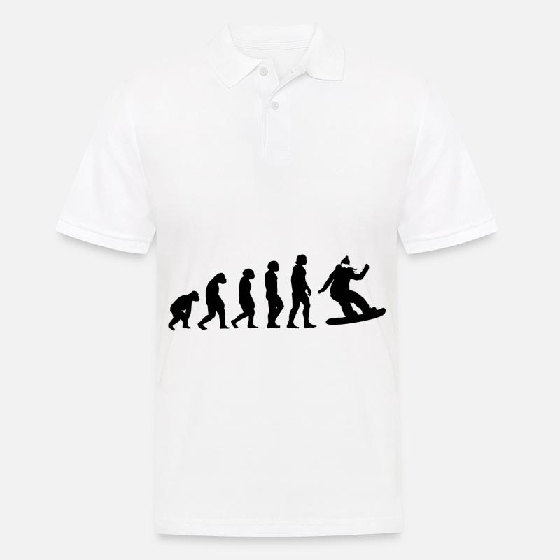 Evolution und Snowboarden - - Männer Poloshirt - Weiß