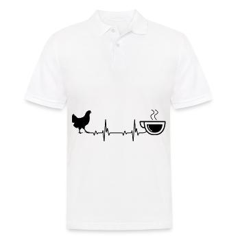 Heartbeat Café et poulet - - Polo Homme - blanc - Devant - Kai (181cm)