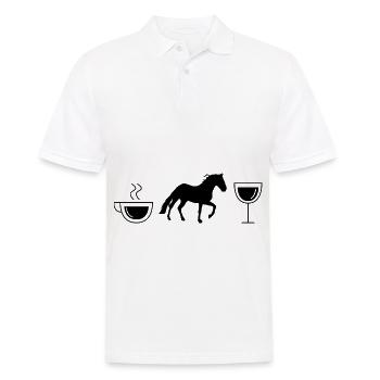 Kaffeewein und Pferd - (3) - Männer Poloshirt - Weiß - Vorne - Kai (181cm)