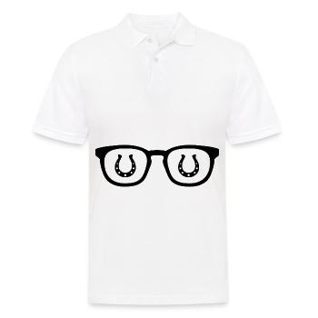 Sonnenbrille und Pferd 2 - - Männer Poloshirt - Weiß - Vorne - Kai (181cm)