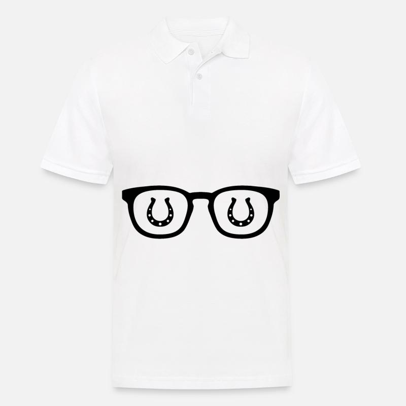 Sonnenbrille und Pferd 2 - - Männer Poloshirt - Weiß