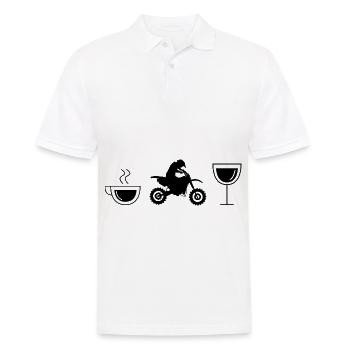 Kaffeewein und Motorrad - (MOTORRAD) (2) - Männer Poloshirt - Weiß - Vorne - Kai (181cm)