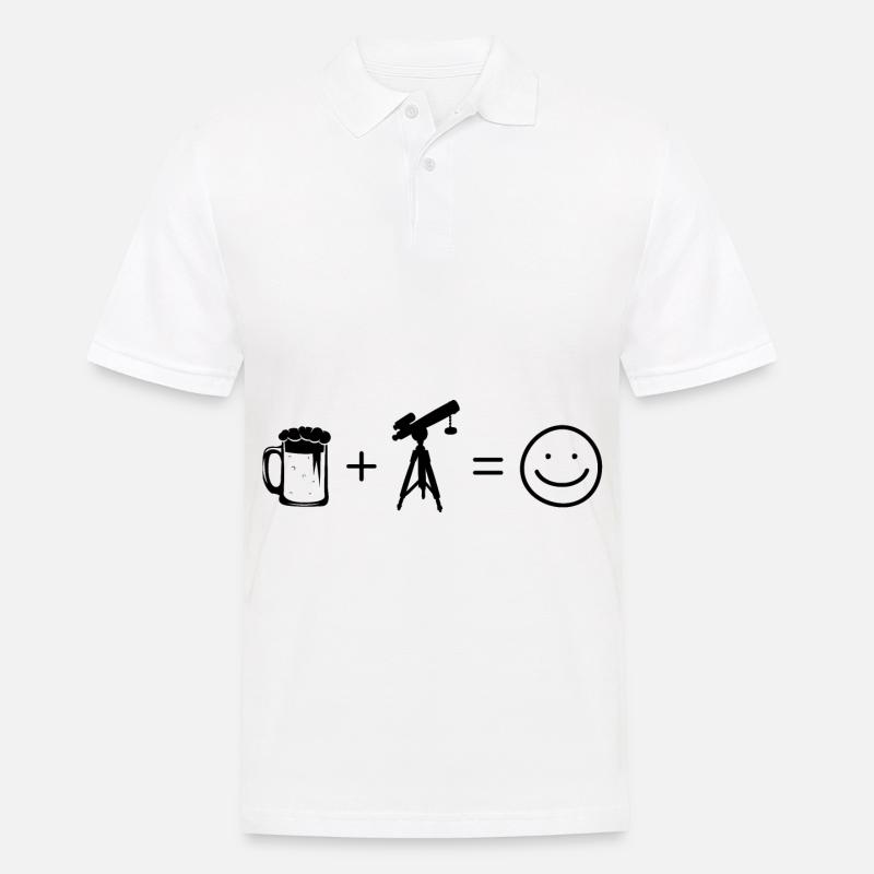 Bier Smile Face und Astronomie - - Männer Poloshirt - Weiß
