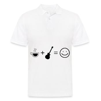 Kaffee Smile Face und Gitarre - - Männer Poloshirt - Weiß - Vorne - Kai (181cm)