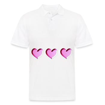 drei herzen pink glitzer - Männer Poloshirt - Weiß - Vorne - Kai (181cm)