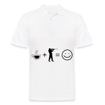 Café, sourire, visage et chasse 1 - - Polo Homme - blanc - Devant - Kai (181cm)