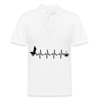 Heartbeat Coffee and Dog - (3) - Men's Polo Shirt - white - Front - Kai (181cm)
