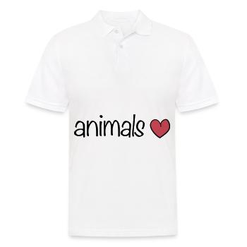 tiere herz tierliebe text - Männer Poloshirt - Weiß - Vorne - Kai (181cm)