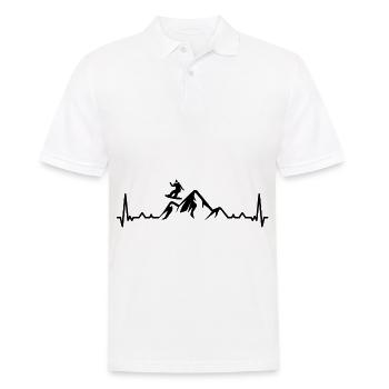 Heartbeat Mountain and Snowboarding - - Men's Polo Shirt - white - Front - Kai (181cm)