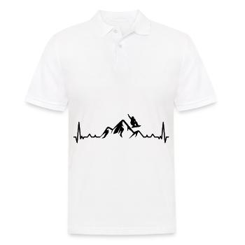 Heartbeat Mountain and Snowboarding - (2) - Men's Polo Shirt - white - Front - Kai (181cm)