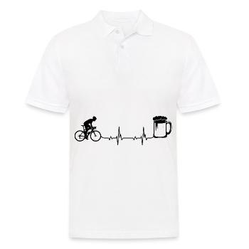 Heartbeat Bier und Radfahren - - Männer Poloshirt - Weiß - Vorne - Kai (181cm)