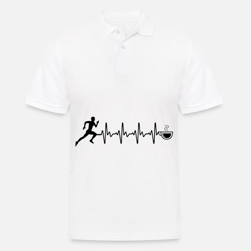 Café Heartbeat et course à pied - (2) - Polo Homme - blanc