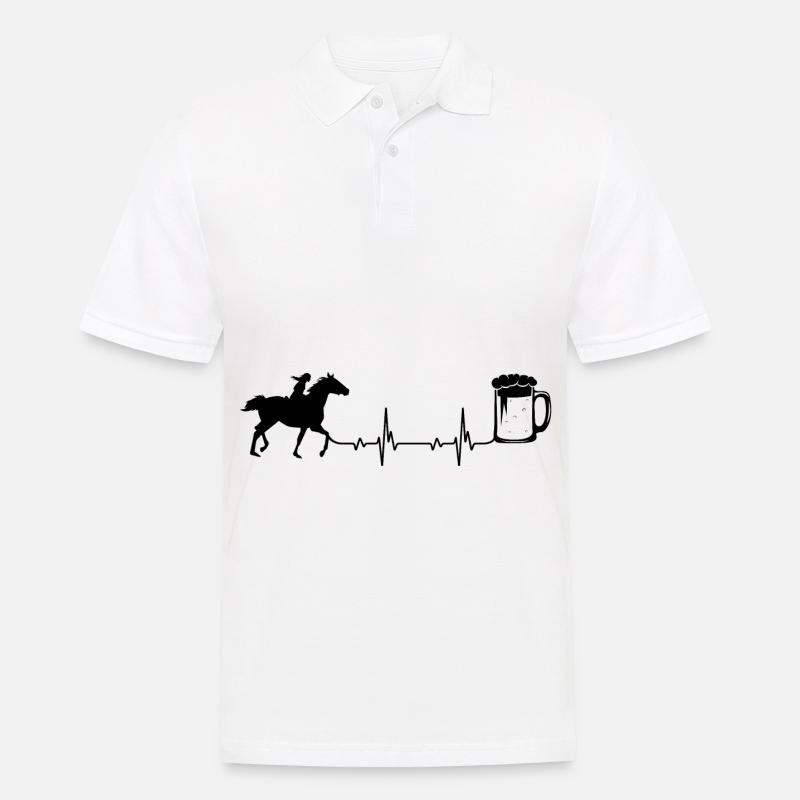 Heartbeat Bier und Pferd - (2) - Männer Poloshirt - Weiß