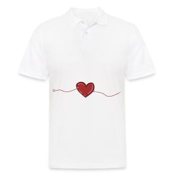 heart red thread connected line connect love - Men's Polo Shirt - white - Front - Kai (181cm)