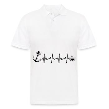 Heartbeat Kaffee und Segelboot - (2) - Männer Poloshirt - Weiß - Vorne - Kai (181cm)