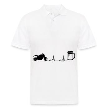 Heartbeat Beer and Motorcycle - (MOTORCYCLE) - Men's Polo Shirt - white - Front - Kai (181cm)