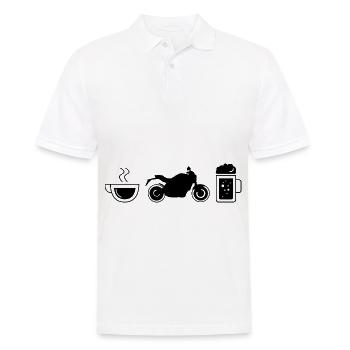 Kaffeebier und Motorrad - (MOTORRAD) - Männer Poloshirt - Weiß - Vorne - Kai (181cm)