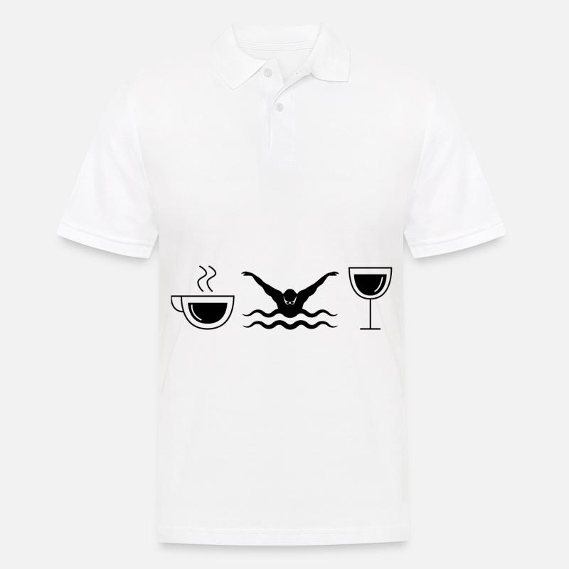 Vin de café et baignade - - Polo Homme - blanc