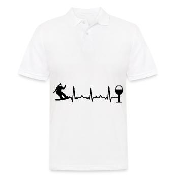 Heartbeat wine and snowboarding - - Men's Polo Shirt - white - Front - Kai (181cm)