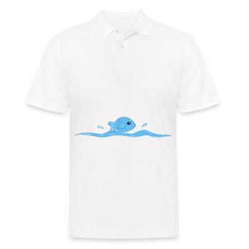 poisson bleu nageant animal d’eau - Polo Homme - blanc - Devant - Kai (181cm)