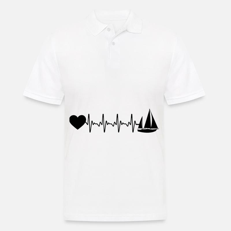 Herzschlagherz und Segelboot - - Männer Poloshirt - Weiß