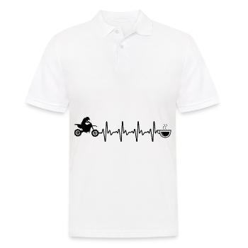 Heartbeat Coffee and Motorcycle - (MOTORCYCLE) (2) - Men's Polo Shirt - white - Front - Kai (181cm)
