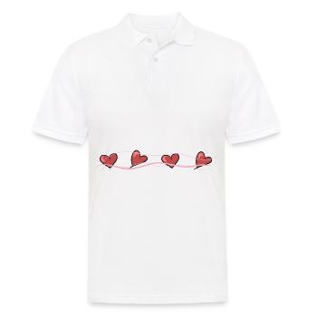 hearts red heart love line pink stroke - Men's Polo Shirt - white - Front - Kai (181cm)