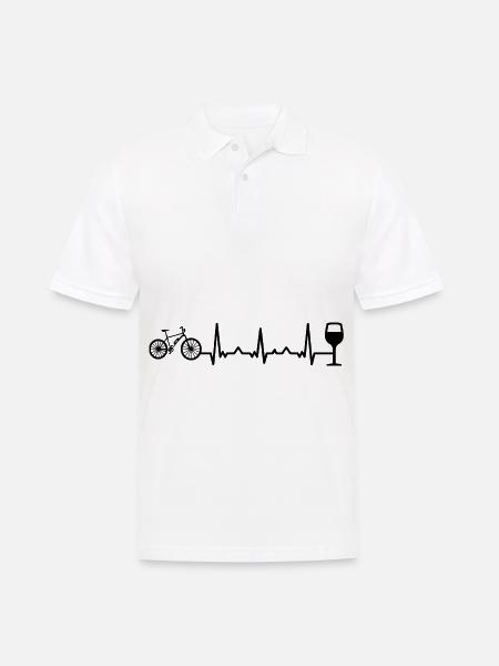 Heartbeat Wine and Ebike - - Men's Polo Shirt - white
