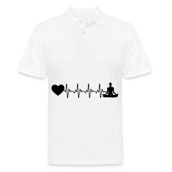 Herzschlagherz und Yoga - - Männer Poloshirt - Weiß - Vorne - Kai (181cm)