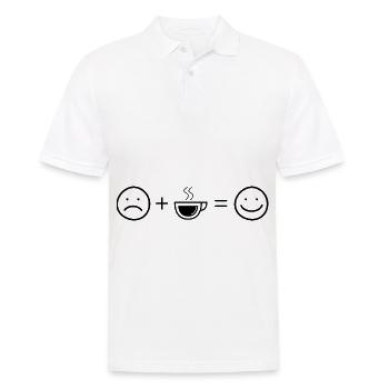 Smile Face et café - - Polo Homme - blanc - Devant - Kai (181cm)
