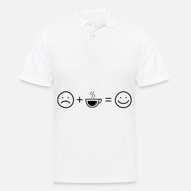 Smile Face und Kaffee - - Männer Poloshirt - Weiß