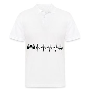 Kaffee-Heartbeat-Spiel - GA - Männer Poloshirt - Weiß - Vorne - Kai (181cm)