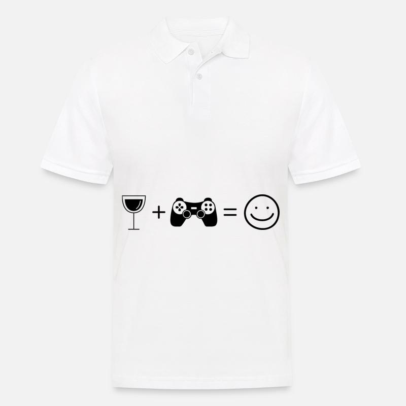 Wine Smile Face and Game - - Men's Polo Shirt - white