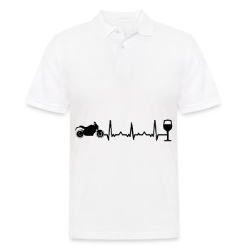 Herzschlagwein und Motorrad - (MOTORRAD) - Männer Poloshirt - Weiß - Vorne - Kai (181cm)