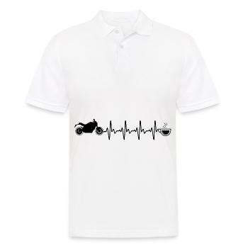 Herzschlagkaffee und Motorrad - (MOTORRAD) - Männer Poloshirt - Weiß - Vorne - Kai (181cm)