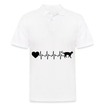 Heartbeat heart and cat - - Men's Polo Shirt - white - Front - Kai (181cm)