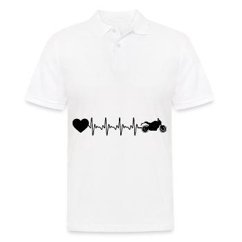 Herzschlagherz und Motorrad - (MOTORRAD) - Männer Poloshirt - Weiß - Vorne - Kai (181cm)