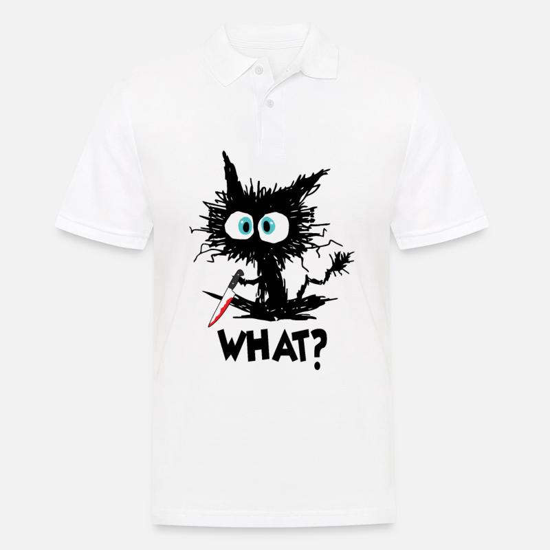 What Schwarze Katze mit Messer - Männer Poloshirt - Weiß