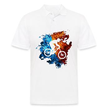 Mountain Bike Red Blue Fire Mountain Bike Rider - Men's Polo Shirt - white - Front - Kai (181cm)