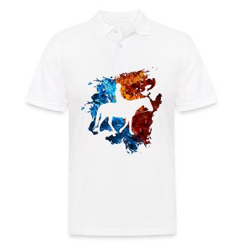Pferd Rot Blau Feuer Reiter Reiten - Männer Poloshirt - Weiß - Vorne - Kai (181cm)