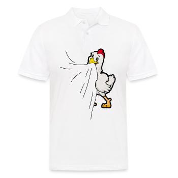 Chicken bites in T-shirt Hungry chicken eats - Men's Polo Shirt - white - Front - Kai (181cm)