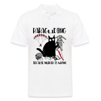 Paragliding Because Murder Is Wrong Black Cat - Men's Polo Shirt - white - Front - Kai (181cm)