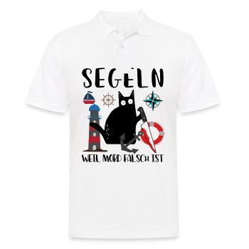 Segeln Weil Mord Falsch Ist Segler Skipper Katze - Männer Poloshirt - Weiß - Vorne - Kai (181cm)