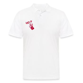 HILFE Hand in Blut Spezial Halloween - Männer Poloshirt - Weiß - Vorne - Kai (181cm)